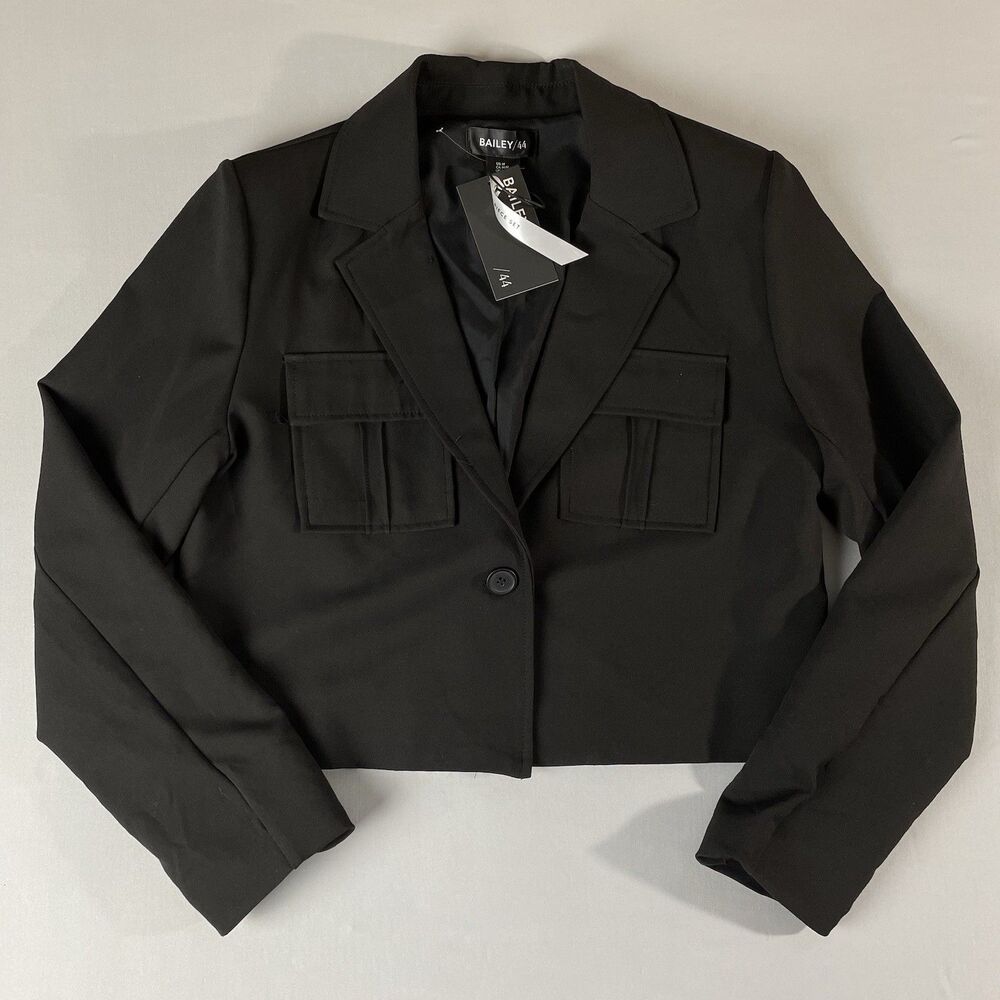 Bailey44 Short Jacket Blazer Women's M Black Dark Academia GirlBoss New - Picture 1 of 11